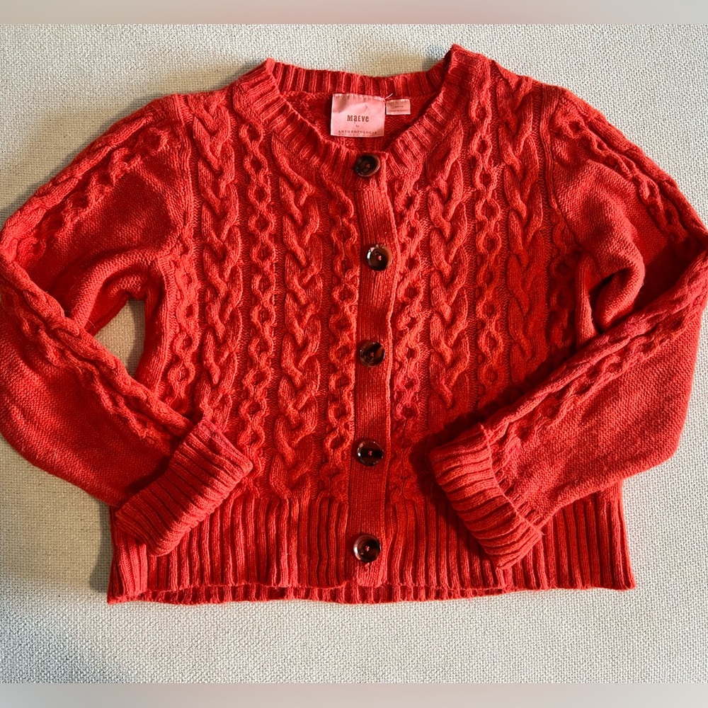 Maeve Anthropologie red cardigan